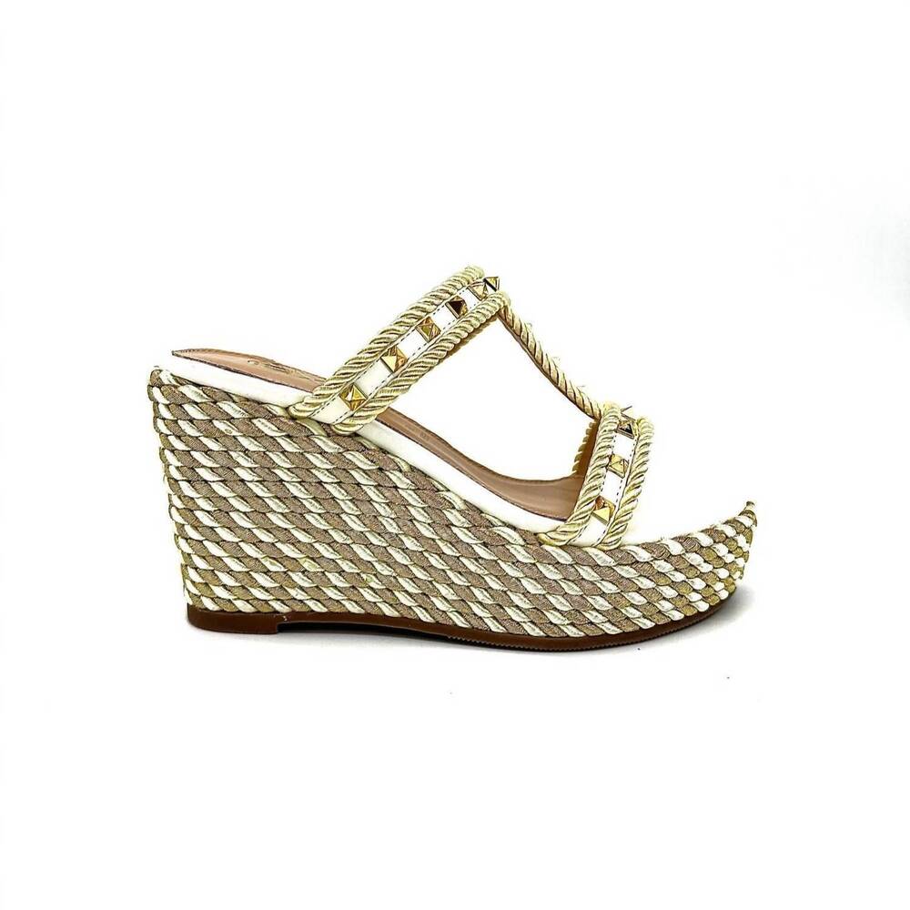 NEW EXE women's valeria wedge sandal in gold/white